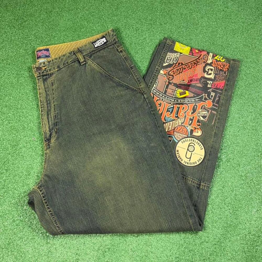 Platinum FUBU Harlem Globetrotters Baggy Jeans 40x32 Y2K Hip Hop Denim